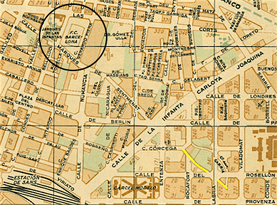 Ubicació del camp de Les Corts